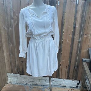 Frame Silk Shirt Dress, off-white, size small